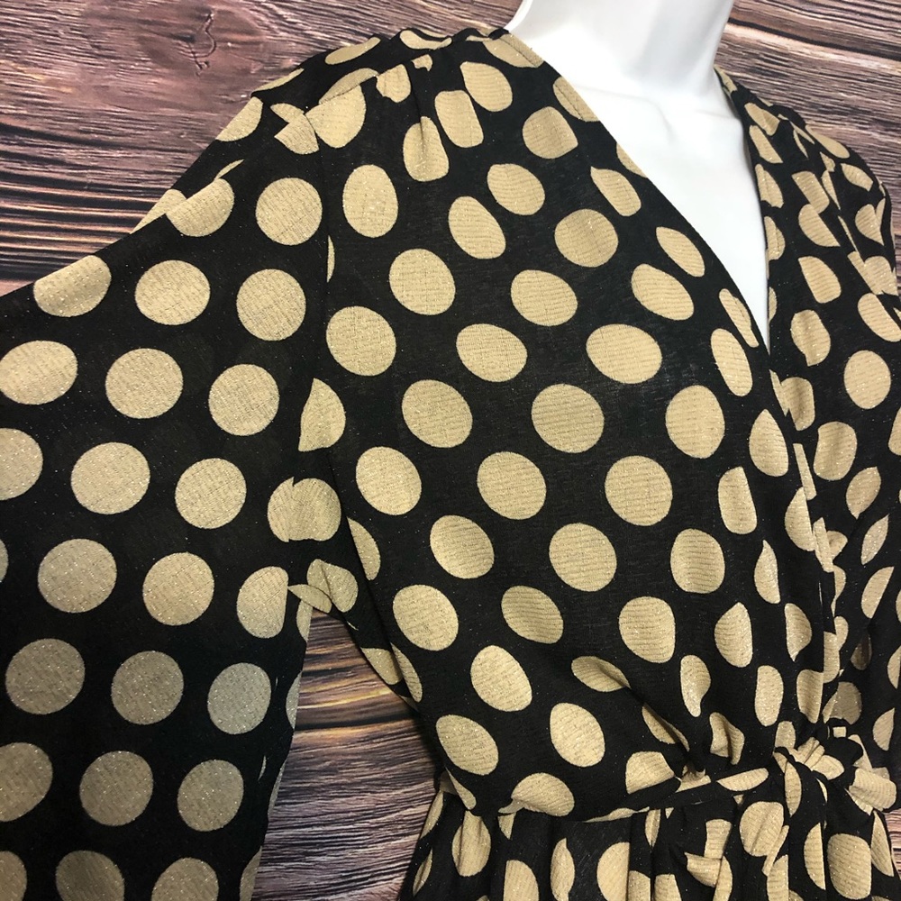 Evening by ECI black gold polka dot blouse - Picture 2 of 5